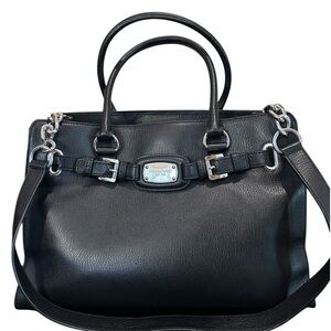 Michael Kors EUC Hamilton Large Satchel/ Tote, Black Leather